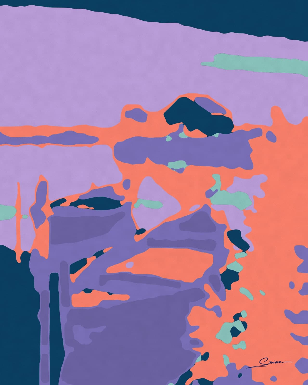 Painting of fishing boats on the Albufera lagoon at sunset