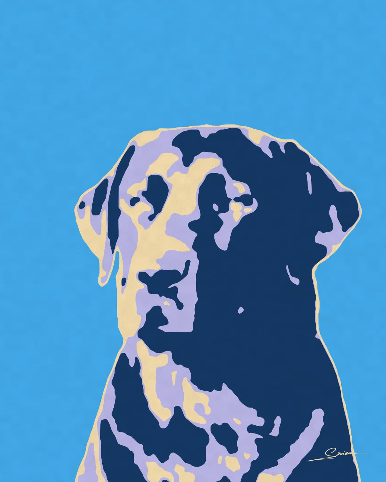 Painting of a black Labrador Retriever