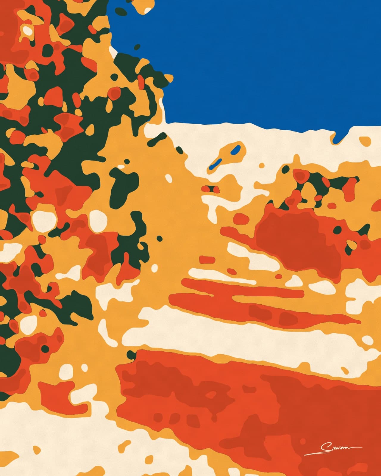 Painting of an orange grove in Valencia
