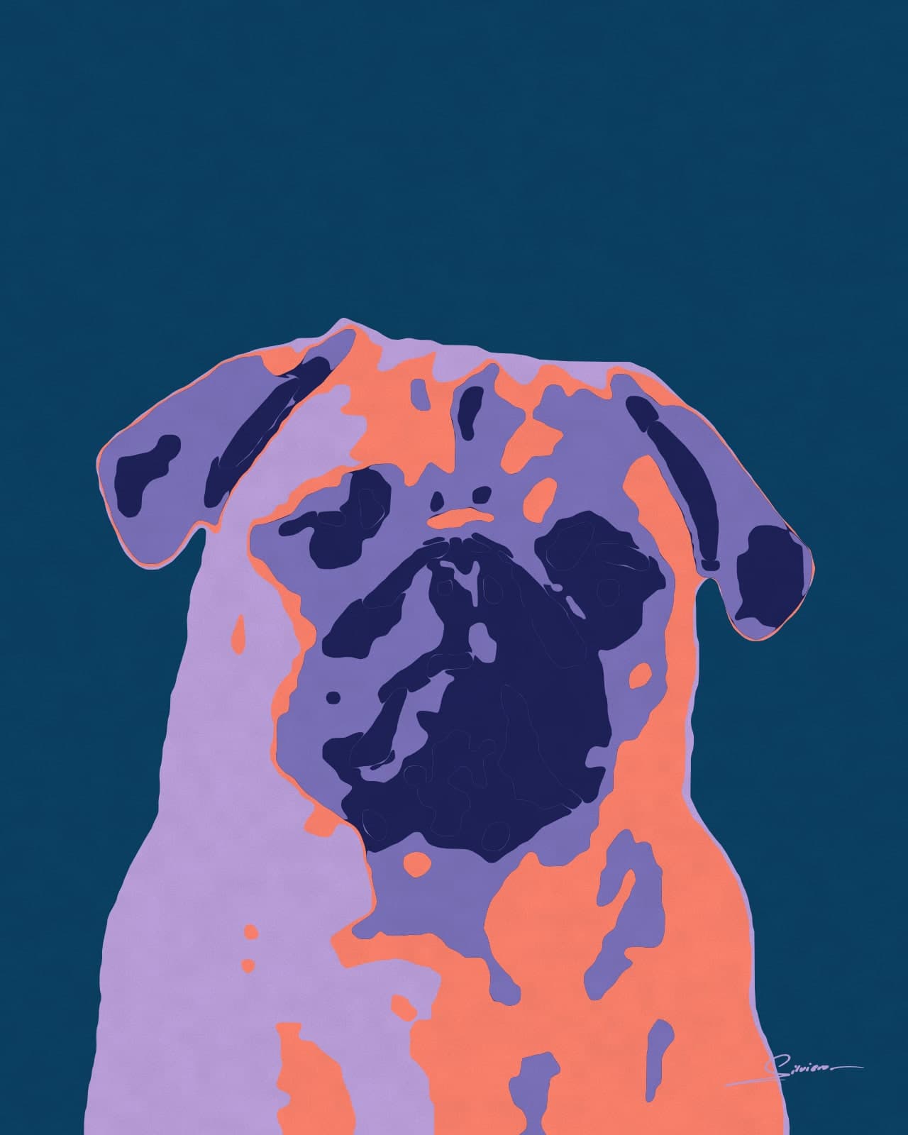 Painting of a fawn Pug